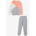 Girl's Tracksuit Set Hooded Letter Printed Salmon (5-9 Years)