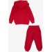 Girls' Sports Pajamas With Butterfly Embroidered Zipper, Pomegranate Color (1.5-5 Years)
