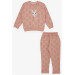 Girl's Tracksuit Set Cute Bunny Patterned Bow Dried Rose (1-4 Ages)