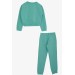 Girl's Tracksuit Set Glittery Girl Printed Mint Green (8-12 Ages)