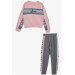 Girl's Tracksuit Set Pink With Text Print (Age 6-12)
