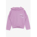 Girl's Tracksuit Set Letter Printed Hooded Pocket Lilac (3-7 Years)