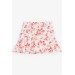 Girl's Skirt With Elastic Waist Printed Floral Pattern Reveal Beige (6-12 Ages)