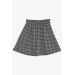 Girls Skirt With Jacquard Elastic Waist Buttons Black (8-14 Years)