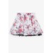 Girl's Skirt Colored Floral Tulle Elastic Waist White (6-12 Ages)