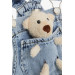 Girl Jean Salopet Teddy Bear Accessory Light Blue (4-8 Years)
