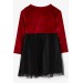 Girls Dress Velvet Waist Tulle Color Red (4-8 Years)