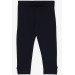 Girl's Capri Leggings With Bow And Slit Navy Blue (6-12 Years)