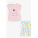 Girl's Capri Tights Set Cute Little Friends Themed Pink (1.5-5 Years)