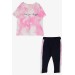 Girls' Leggings Set With Printed T-Shirt, Pink Color (8-14 Years)
