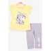 Girls Pajamas Cotton Lycra Elastic Waist Printed Yellow Color (2-6 Years)