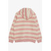 Girl's Hooded Cardigan Striped Pocket Dried Rose (Age 3-7)