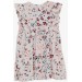 Girl's Short Sleeve Dress Floral Patterned Dress With Frilly Bow On The Sleeves Ecru (3-8 Years)