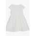 فستان بناتي بأكمام قصيرة مزين فيونكة لون أبيض (3-8 سنوات)