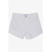 Girl's Denim Shorts White With Tassels, Pockets, Buttons (Ages 10-14)