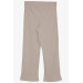 Girl's Pants With Elastic Waist And Lace Beige (Ages 8-14)