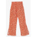 Girl's Trousers Floral Patterned Slit Orange (8-14 Years)