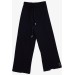 Girl's Trousers With Slits In Navy Blue (9-14 Years)