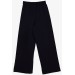 Girl's Trousers With Slits In Navy Blue (9-14 Years)