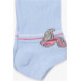 Girl's Booties Socks Flamingo Patterned Light Blue (1-2-9-10 Years)
