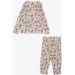 Girl's Pajama Set Flower Patterned Beige Melange (Age 3-7)