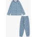 Girl's Pajamas Set Floral Pattern Blue (4-8 Years)