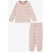 Girl's Pajamas Set Floral Patterned Salmon (4-8 Years)