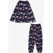 Girl's Pajama Set Color Heart Patterned Navy Blue (Age 4-8)