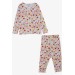 Girls' Pajamas Set Colorful Floral Pattern White (3-7 Years)