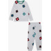 Girl's Pajama Set White With Colorful Flower Pattern (Age 5-9)