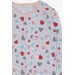 Girl's Pajamas Set Colored Heart Pattern Light Gray Melange (4-8 Years)