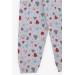 Girl's Pajamas Set Colored Heart Pattern Light Gray Melange (4-8 Years)