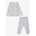 Girl's Pajama Set White With Colorful Cheerful Glass Pattern (Age 3-5)