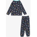 Girl's Pajamas Set Colored Candy Patterned Navy (4-8 Years)