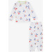 Girl's Pajamas Set Colored Star Pattern White (4-8 Years)