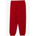 Girl's Pajama Set Red With Black Heart Pattern (Age 4-8)