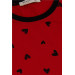 Girl's Pajama Set Red With Black Heart Pattern (Age 4-8)