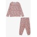 Girl's Pajamas Set Fancy Kitty Patterned Salmon (3-7 Years)