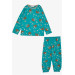 Girl's Pajama Set Green With Lazy Animal Pattern (Age 1-4)