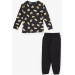 Girl's Pajamas Set Lazy Egg Pattern Black (4-8 Years)