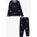 Girl's Pajamas Set Star Patterned Navy (3-7 Years)