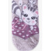 Girl's Socks With Glutton Cat Beige (1-2-7-8 Years)