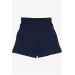 Girl's Shorts Waist Elastic Pocket Lace-Up Navy (3-7 Years)