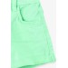 Girls' Shorts With Elastic Waist, Light Green (8-14 Years)