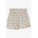 Girls Printed Shorts With Elastic Waist Beige (8-14 Years)