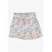 Girl's Shorts With Floral Bow Ecru With Elastic Waist (8-14 Ages)