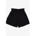 Girl's Shorts With Button Button Pocket Elastic Waist Black (10-14 Years)