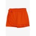 Girls' Shorts With Ruffled Bow Skirt, Orange (6-10 Years)