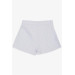 Girl's Shorts Skirt Denim Tasseled Buttoned White (Age 10-14)