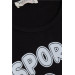 Girl's Crop Set With Shorts, Text Printed Black (Age 6-12)